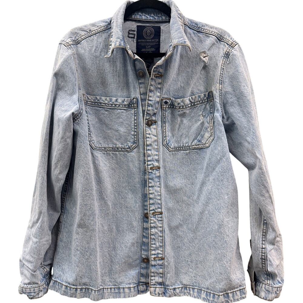 The Buffalo David Bitton Joshua-X Light Denim Shacket Shirt Jacket NWOT S